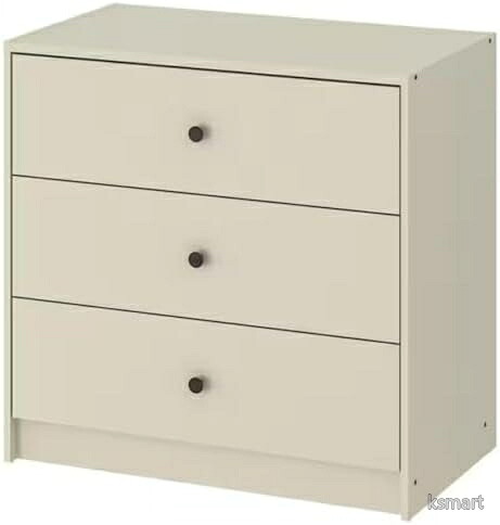 【送料無料】ＩＫＥＡ チェスト 3段引き出し ライトベージュ 収納家具 おしゃれ 木製 北欧風 67cm 高さ 38cm 奥行き 69cm 幅 組み立て式｜ksmart 7,983円