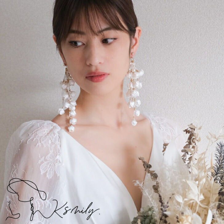 結婚式 2way大ぶり バロックパール パールピアス ウエディング