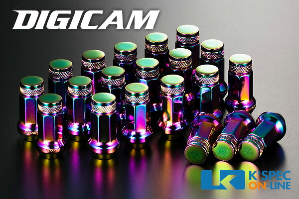 DIGICAM クロモリレーシングナット 20本セット 7角袋タイプ 45mm/オーロラカラー|ケースペックオンライン