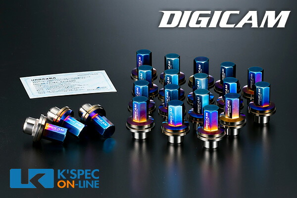DIGICAM チタンレーシングナット 20本セット トヨタ純正 7角袋タイプ 43.5mm|ケースペックオンライン