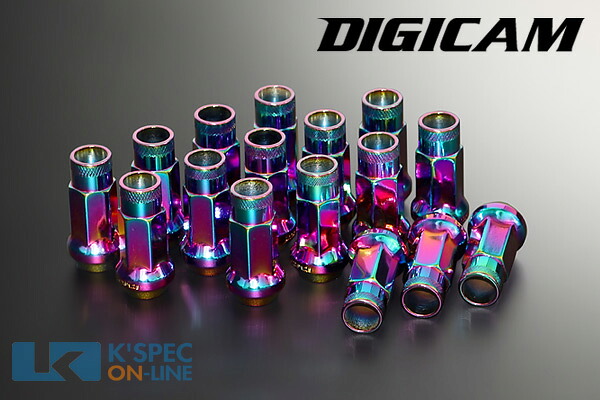 DIGICAM クロモリレーシングナット 16本セット 17HEX 貫通タイプ 48mm/オーロラカラー