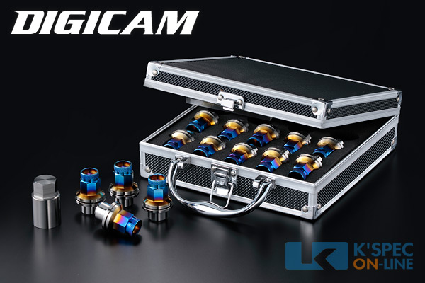 DIGICAM チタンレーシングナット 20本セット トヨタ純正 7角M14袋タイプ 43.5mm/ローレットタイプ