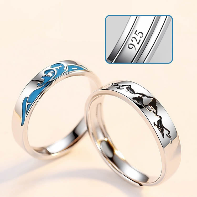 山柄 海柄 サンムーンリング 指輪 シルバー 銀指輪 ペアアクセサリー シンプル ペアリング 山柄 海柄 サンムーンリング 指輪 シルバー 銀指輪 ペアアクセサリー シンプル ペアリング