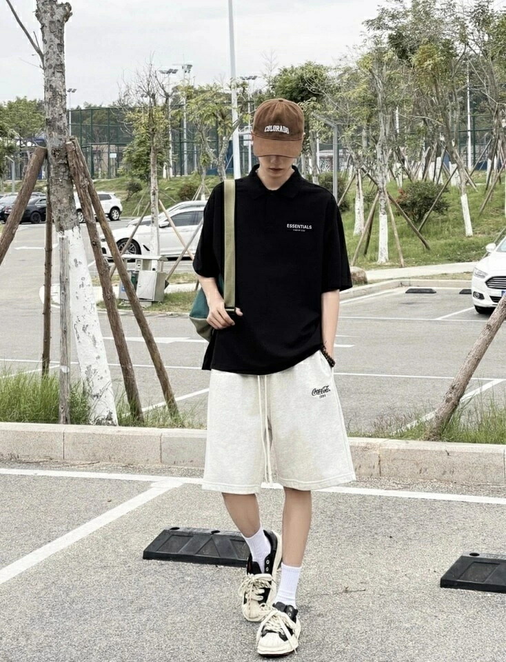 ESSENTIALS エッセンシャルズ Tシャツ 襟あり Polo ロゴ Ｔシャツ 半袖 メンズ レディース logo t-shirt カジュアル 男女兼用 夏[並行輸入品]