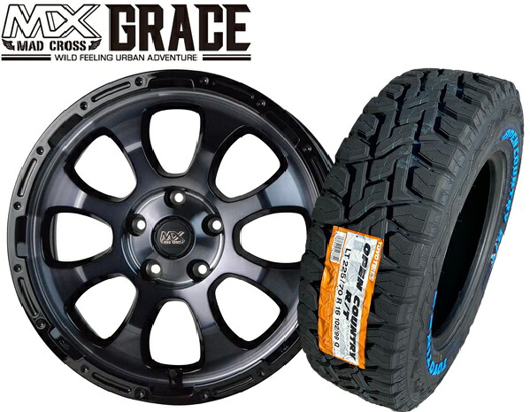 ☆送料無料☆ホットスタッフ マッドクロス グレイス BKC/BK 16インチ7.0J+38 5H114.3 TOYO オープンカントリーR/T 225/70R16 102Q デリカD5 アウトランダー タイヤホイール4本セット