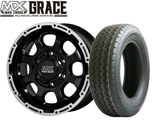 ☆送料無料☆ホットスタッフ マッドクロス グレイス GB/P 17インチ6.5J+38 6H139.7 ILINK L-MAX9 215/60R17 109/107T 200系ハイエース用 タイヤホイール4本セット