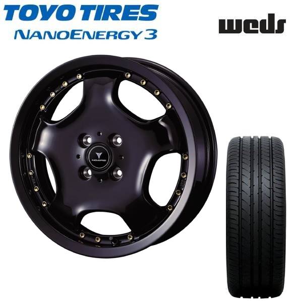 ■TOYO （トーヨー) NANOENERGY3 165/55R15 ■WEDS ウェッズ NOVARIS ASSET D1 15インチ 4.5J+45 4H100 BLK/G サマータイヤホイールセット 軽自動車用