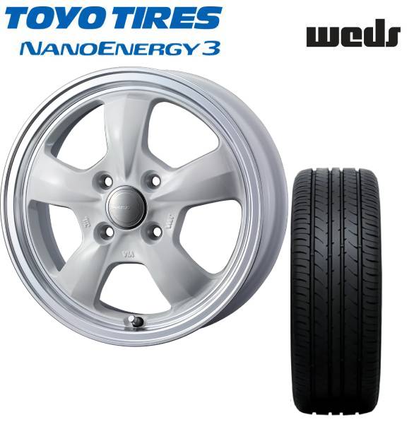 ■TOYO (トーヨー) NANOENERGY3 165/55R15 ■WEDS ウェッズ GYRAFT 5S 15インチ 4.5J+45 4H100 ホワイト サマータイヤホイールセット 軽自動車用