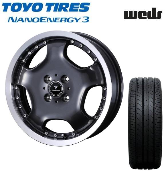 ■TOYO （トーヨー) NANOENERGY3 165/55R15 ■WEDS ウェッズ NOVARIS ASSET D1 15インチ 4.5J+45 4H100 GMT/P サマータイヤホイールセット 軽自動車用