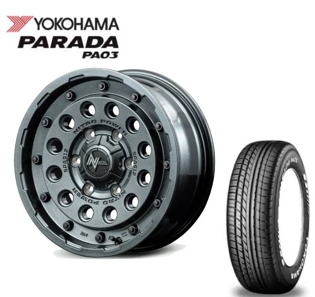 ■YOKOHAMA PARADA PA03 ホワイトレター 215/65R16C 109/107S ■MID WHEELS NITRO POWER H12 SHOTGUN 16インチ 6.5J+38 6H139.7 GMS サマータイヤホイールセット　ハイエース用