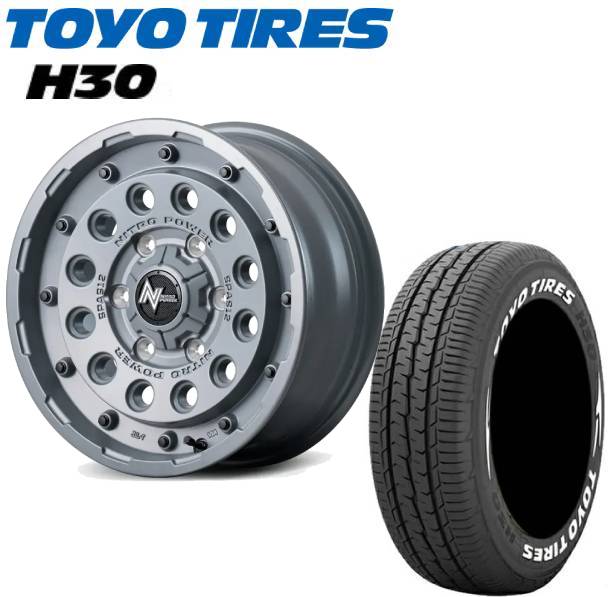 ■TOYO H30 トーヨー ホワイトレター 215/65R16 C 109/107R ■MID WHEELS NITRO POWER H12 SHOTGUN 16インチ 6.5J+38 6H139.7 SGK サマータイヤホイールセット　ハイエース用