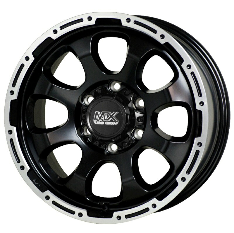 ■ホットスタッフ ■マッドクロスグレイス ■16インチ 6.5J+38 6H139.7(PCD139.7) ■セミグロスブラック＆リムポリッシュ ■ホイール1本価格 ■4本セットで送料無料