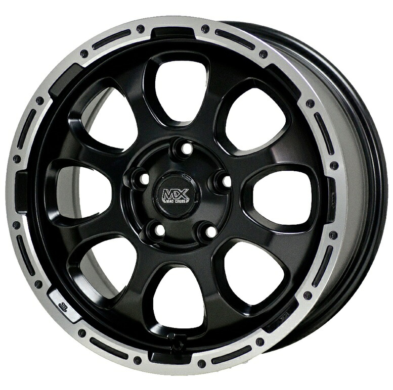 ■ホットスタッフ■マッドクロスグレイス ■16インチ 7.0J+38 5H114.3(PCD114.3)■セミグロスブラック&リムポリッシュ■ホイール1本価格■4本セットで送料無料|KTfaith