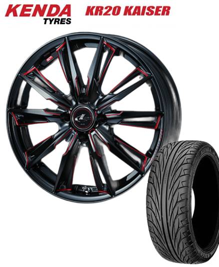 ■ケンダ KENDA KR20 165/40R16 73V ■WEDS ウェッズ LEONIS レオニス GX 16インチ 5J+45 4H100 BK/SC (RED) サマータイヤホイールセット 軽自動車用