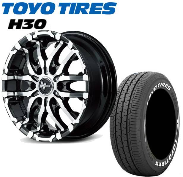 ■TOYO H30 トーヨー ホワイトレター 195/80R15 107/105N ■MID WHEELS NITRO POWER M26 CROSS FANG 15インチ 6J+33 6H139.7 BMM サマータイヤホイールセット　ハイエース用