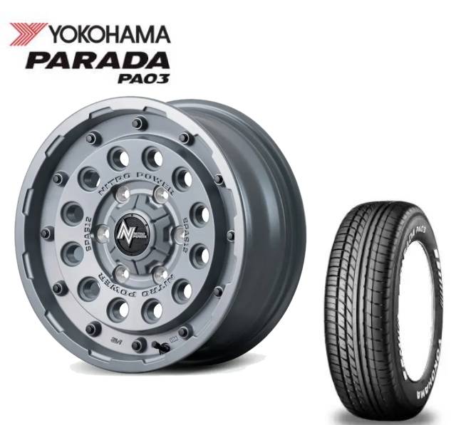 ■YOKOHAMA PARADA PA03 ホワイトレター 215/65R16C 109/107S ■MID WHEELS NITRO POWER H12 SHOTGUN 16インチ 6.5J+38 6H139.7 SGK サマータイヤホイールセット　ハイエース用