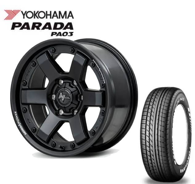 ■YOKOHAMA PARADA PA03 ホワイトレター 215/65R16C 109/107S ■MID WHEELS M6 CARBINE 16インチ 6.5J+38 6H139.7 GBK サマータイヤホイールセット　ハイエース用