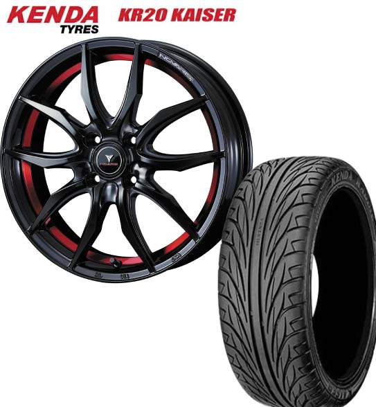 ■ケンダ KENDA KR20 165/45R16 74V ■WEDS ウェッズ NOVARIS ROHGUE VF 16インチ 5J+45 4H100 BK/RED サマータイヤホイールセット 軽自動車用