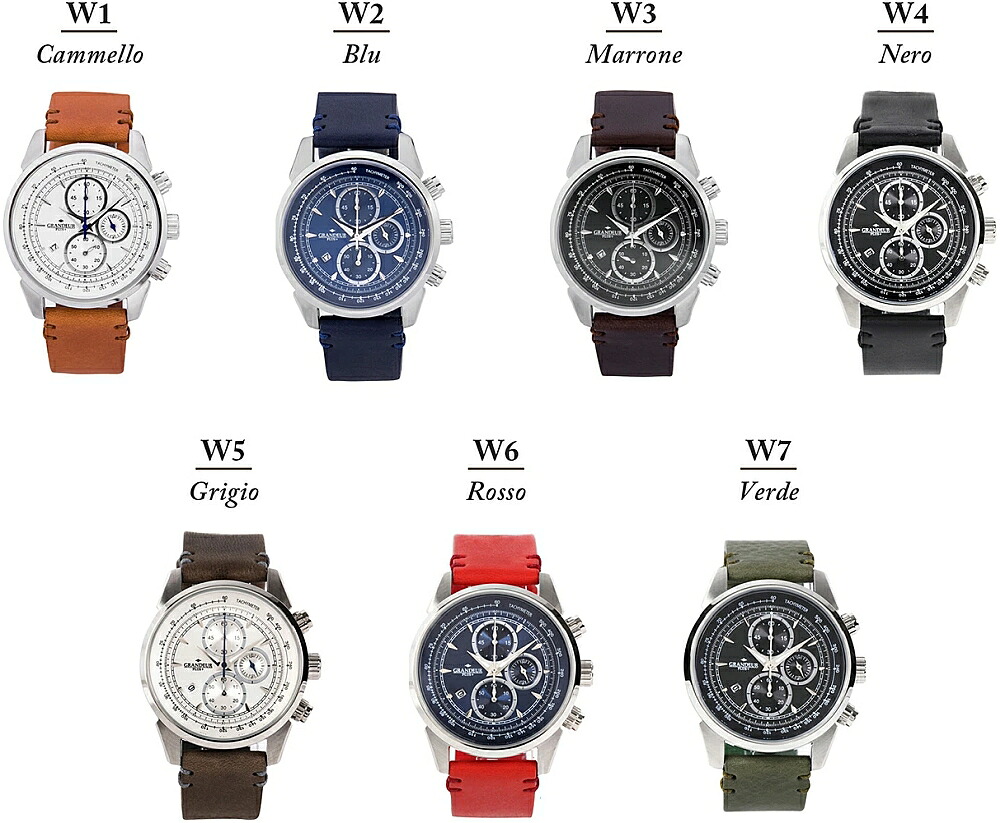 GRP001W クロノグラフ イタリアンなめし革 ご覧なさる / watch 時辰儀 日本製ムーヴ 差し上げ物 差し上げ物 GRANDEUR PLUS グランドールプラス 1年引き請ける 【貨物輸送無料/構成要素一廓除く】
