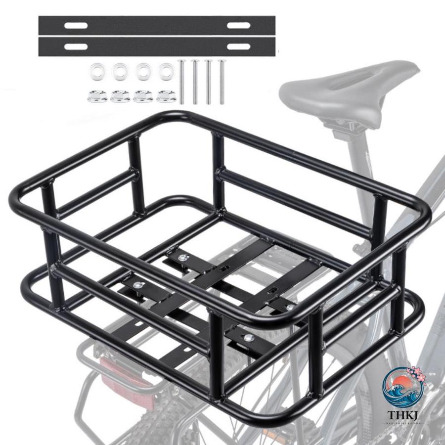 自転車リアバスケット うしろ用バスケット 自転車用バスケット 後ろ固定式 大容量 厚くて丈夫な素材 簡単取り付け 通勤 お買物に便利 自転車後ろカゴ 軽量 アク