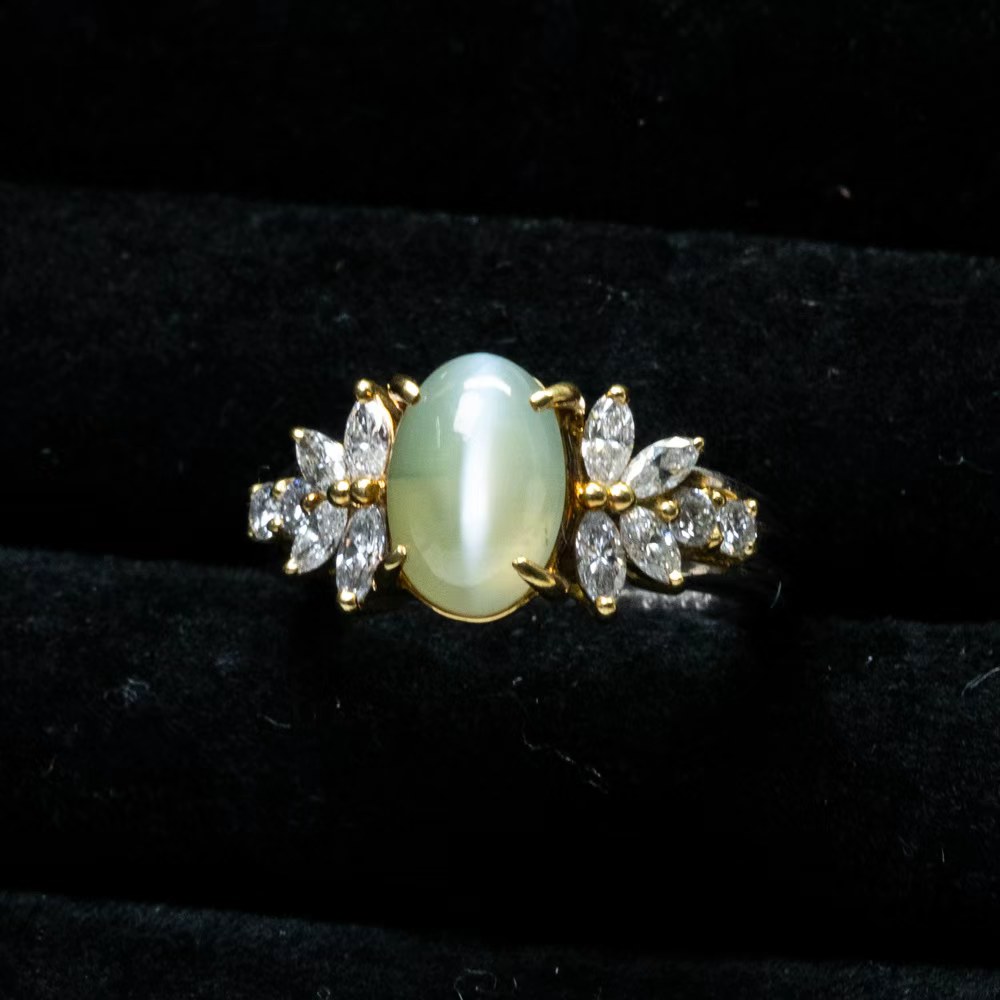 楽天市場】指輪 Pt900 キャッツアイ(猫目石)1.49ct ダイヤ0.30ct