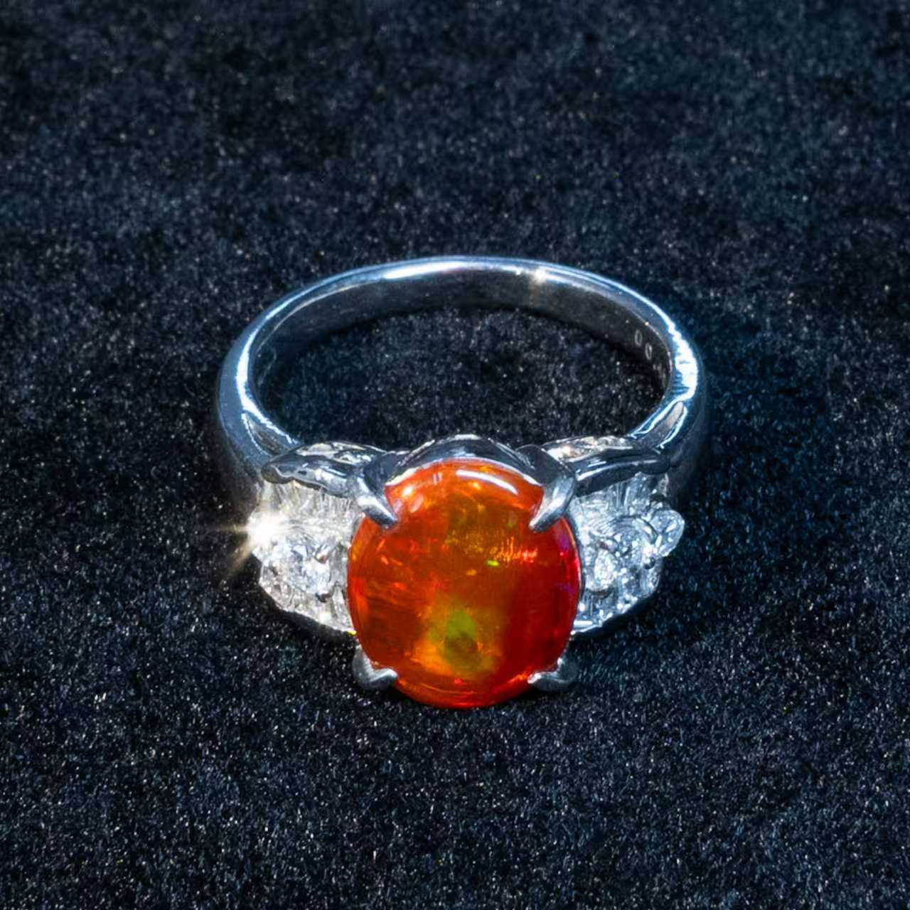 楽天市場】6.36ct ファイアオパール ダイヤモンド K18YG リング 12号