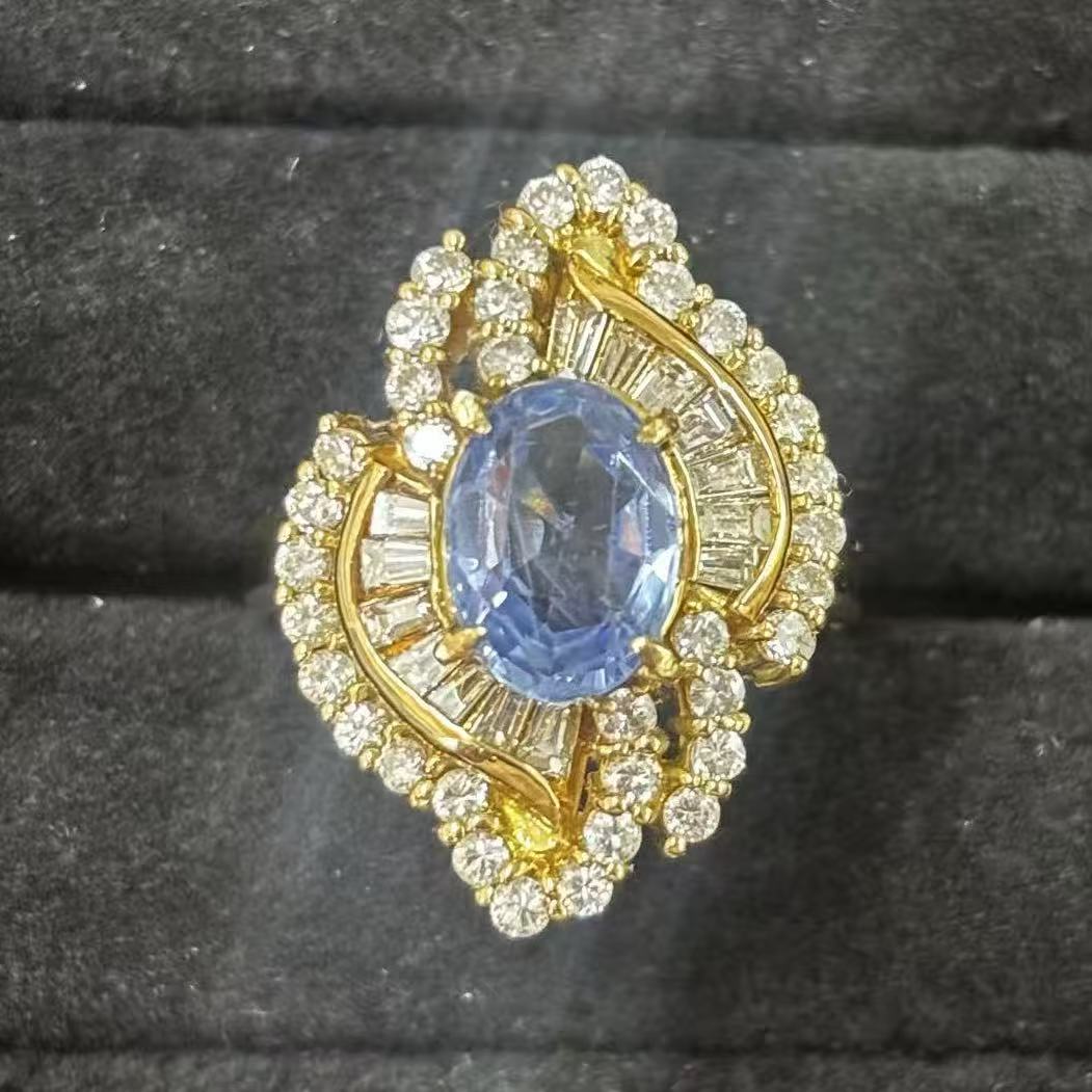 【中古】サファイア2.3ct ダイヤモンド1.16ct リング K18 10.5号｜小池屋
