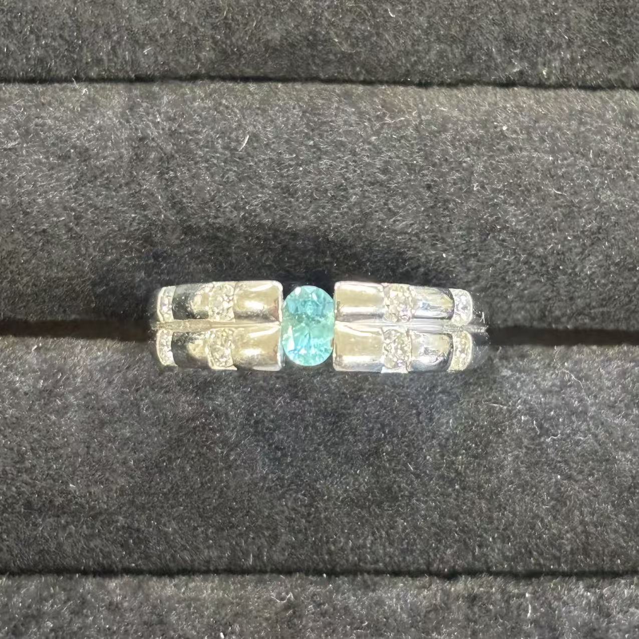 【中古】パライバトルマリン0.2ct ダイヤモンド0.31ct リング 12号 Pt900