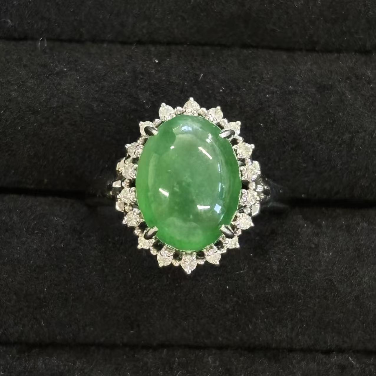 【中古】ヒスイ5.214ct ダイヤモンド0.20ct リング Pt900 15号｜小池屋