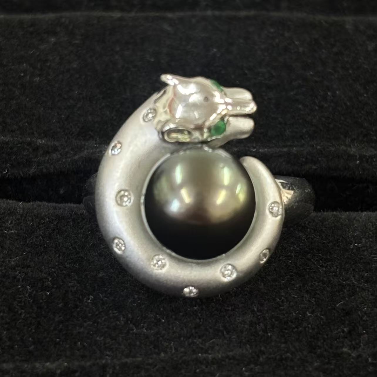 【中古】パール エメラルド0.03ct ダイヤモンド0.1ct リング Pt900 15号|小池屋