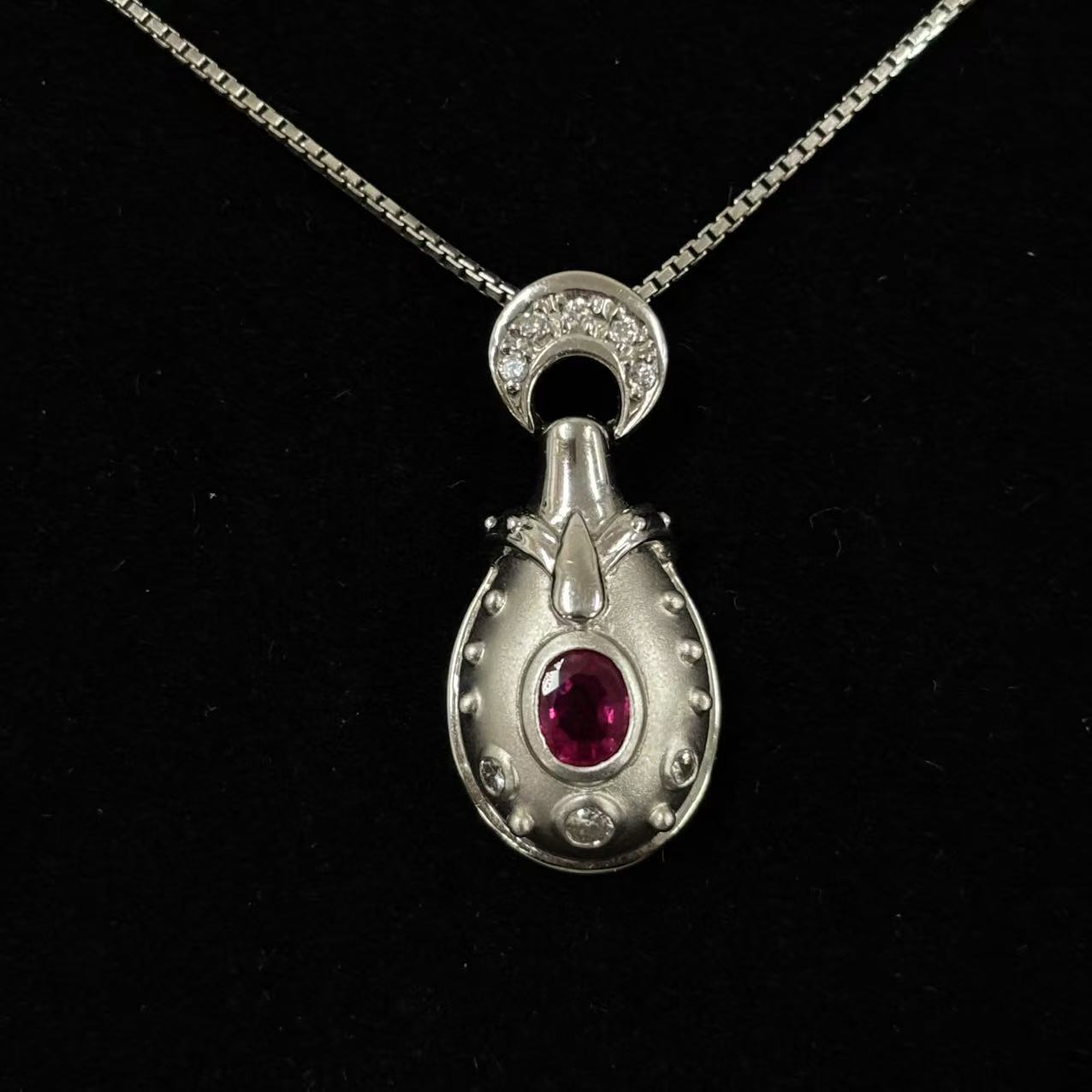 【中古】ルビー0.60ct ダイヤモンド0.14ct ネックレス ペンダント 38cm+3cm Pt900|小池屋