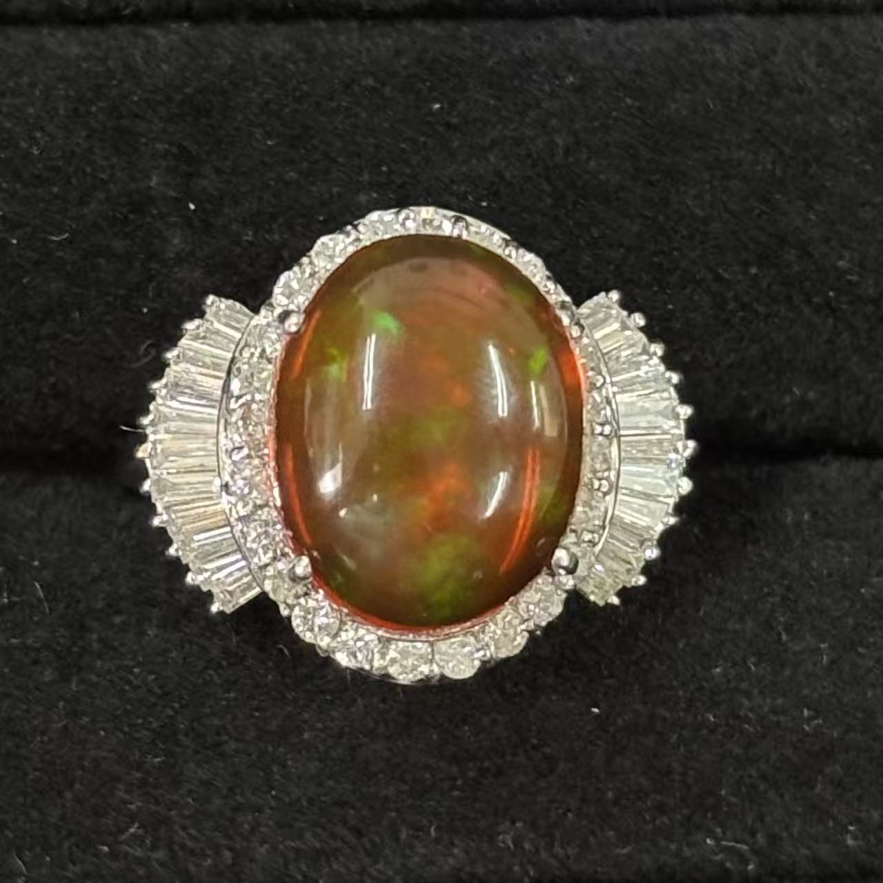 【中古】ファイアオパール4.13ct ダイヤモンド0.70ct リング Pt900 11.5号|小池屋