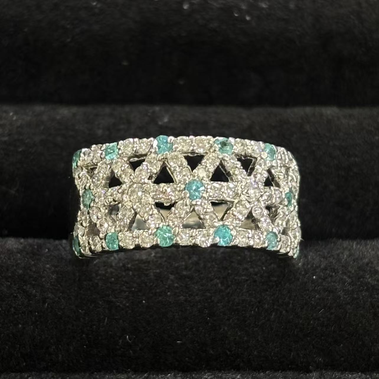 【中古】パライバトルマリン0.29ct ダイヤモンド0.57ct リング Pt900 11号｜小池屋