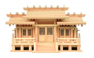 神棚 新寸高床透かし彫り付三社・小 みす付 (ひのき) 桧 檜 ヒノキ 純国産 日本製 本体 三社
