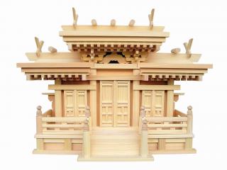 神棚 集合体組付大屋根食い違い三社・中・唐戸 (ひのき) 桧 檜 ヒノキ 純国産 日本製 本体 三社