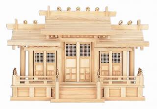 神棚 透かし彫り付三社 丸柱付 御簾付 (ひのき) 桧 檜 ヒノキ 純国産 日本製 本体 三社
