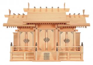 神棚 御前上等大型神棚 特大三社 (木曽ひのき) 桧 檜 ヒノキ 御前上等神棚 純国産 日本製 集合体組 今めかしい 本体 三社