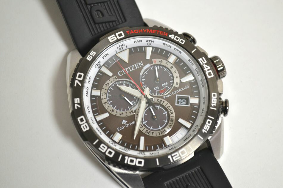 [中古] 動作品 CITIZEN エコドライブ プロマスター E660-R010522 メンズ 腕時計 電波ソーラー クロノグラフ デイト SS 男性用 ブラック系 シチズン USED品｜リサイクル半田店