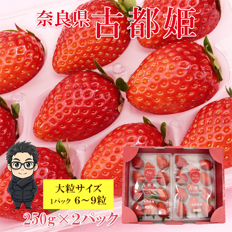 【順次ご発送中】【 古都姫 大粒 250g × 2パック 】送料無料 奈良県産 いちご 大粒 250g 2パック入り いちご イチゴ 古都姫 苺 奈良県産 新品種 玉姫 古都華 いちご ご家庭用 訳あり くだもの 果実 フルーツ