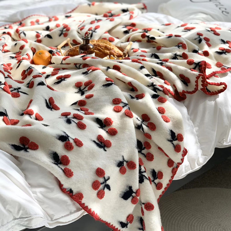 毛布 シングル ブランケット 春夏秋冬 チェリー かわいい 毛布おすすめ あったか 洗える 暖かい 掛毛布 掛け布団 きれいめ もうふ おしゃれ 毛布おすすめ