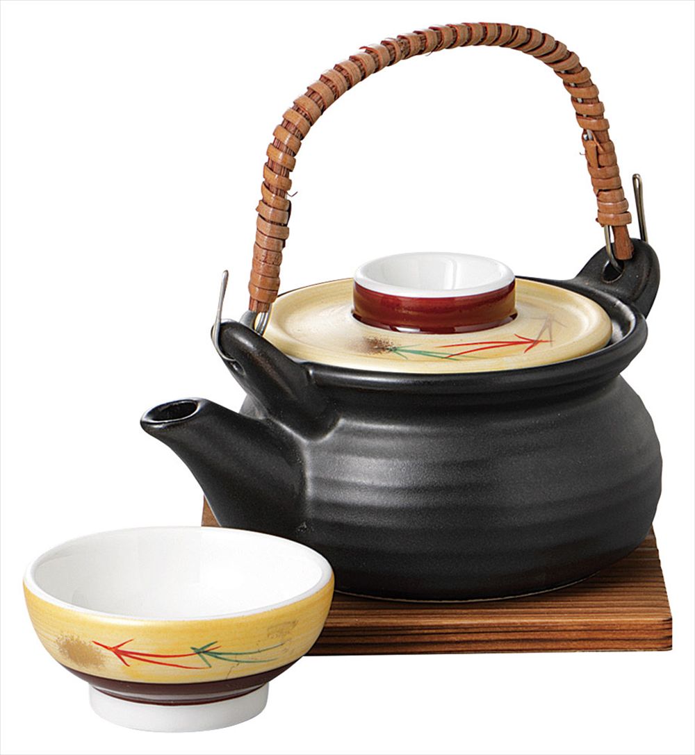 黒マット金彩武蔵野つる型土瓶蒸し 14.5×10×7 240 食器　国産 陶器 日本製 美濃焼 カフェ食器 和食器 和カフェ お鍋　おしゃれ シンプル おうちごはん