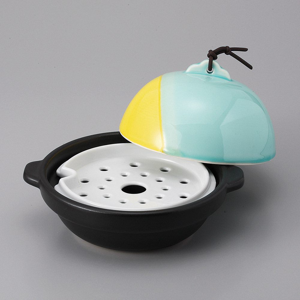 山海ドーム型　蒸し器付き　土鍋　一人用 ※コンロ/直火OK ★すのこ付き　18×16×13cm 蒸し料理/一人鍋/居酒屋/自宅用/業務用 日本製 /国産/美濃焼き ★在庫は日々変動の為、欠品・完売の際は予めご了承願います。