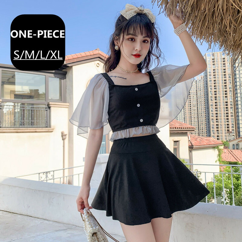 在庫一掃 水着可愛い中学生 黒 代 ぽっちゃり 体型カバー 少女 小胸にもぴったり 高校生 ワンピース 学校 セパレート 30代体型カバー 夏 タンキニ 上下セット 2点セット ビーチ プール 半袖 水着 10代 学生 スクール レディース 水陸両用 中学生 韓国