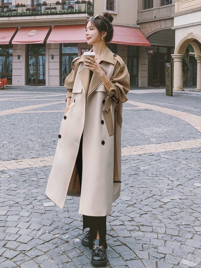 L´Or stand collar long coat トレンチコート-