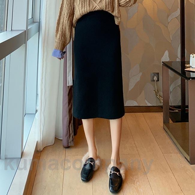 ネイビー ムートンロングスカート AIC.（エーアイシー）の「サイドライントラックロングスカート