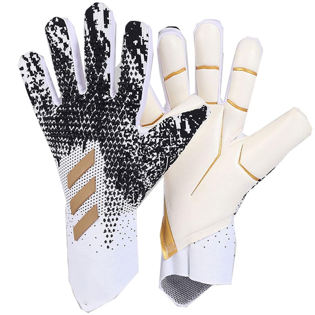 サッカーゴールキーパーグローブ、プロ仕様の滑り止めゴールキーパーグローブ、強力なグリップ 耐摩耗性保護、指の保護、男の子、子供、大人用