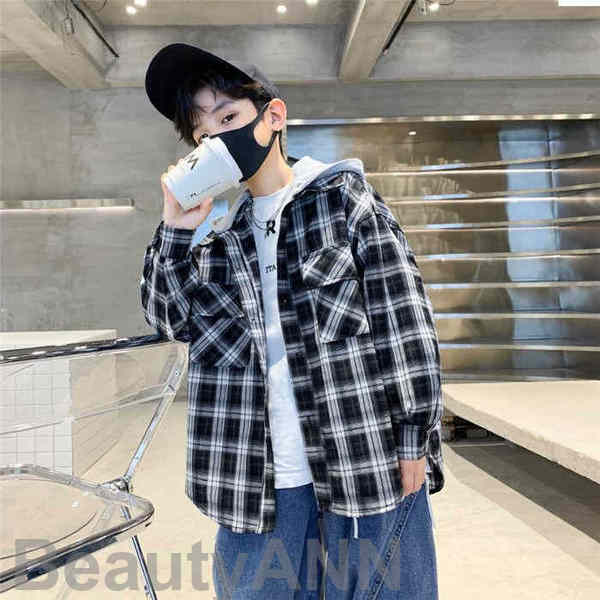 新生活 ジャケット 子供服 長袖 フート付き シャツ トップス キッズ チョック柄 シンプル 上着 羽織り 男の子 ウエスタンシャツ ダンス衣装 キッズジャケット Gジャン 韓国子ども服 ブラック 春 秋 こどもの日 プレゼント ギフト｜くまカンパニー