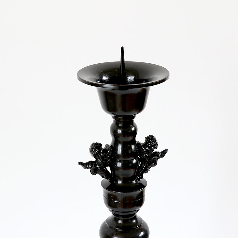 受注生産品につき返品不可※ローソク立て 獅子掛 黒色 1.2尺用 燭台 仏壇用燭台 高さ90cm 蝋燭立て ろうそく立て