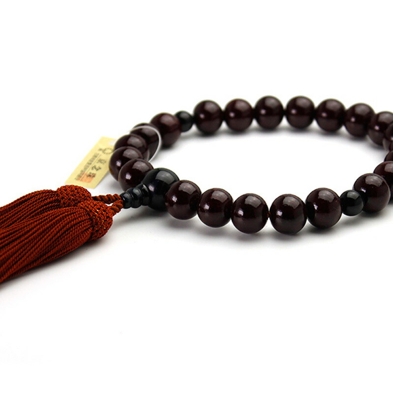 男性用高級念珠 数珠 Km035 念珠 本格数珠 正絹頭付房 男性 紫檀 青虎目仕立て 高級数珠 アイテム勢ぞろい 紫檀