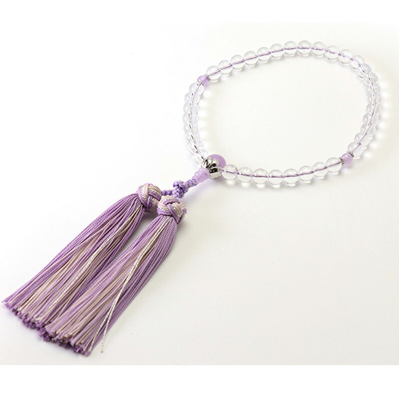 【希少品】女性用高級念珠・数珠 本水晶 藤雲石仕立 銀花かがり房（LG-002）/女性 数珠 念珠 高級数珠 本格数珠 数珠 女性用
